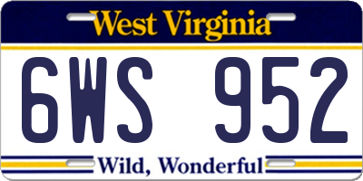 WV license plate 6WS952