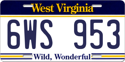 WV license plate 6WS953