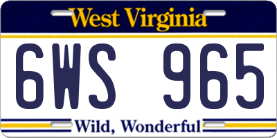 WV license plate 6WS965