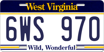 WV license plate 6WS970