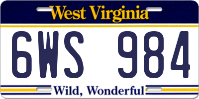 WV license plate 6WS984