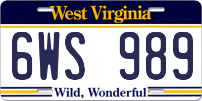 WV license plate 6WS989