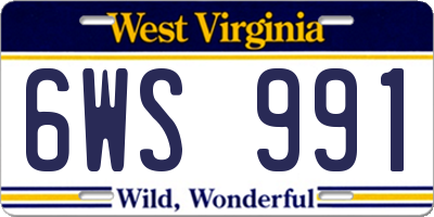 WV license plate 6WS991