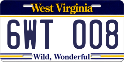 WV license plate 6WT008