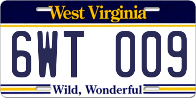 WV license plate 6WT009