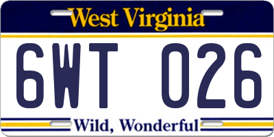 WV license plate 6WT026