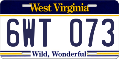 WV license plate 6WT073