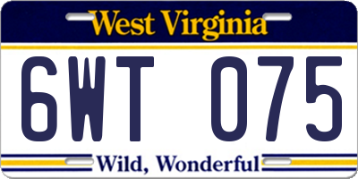 WV license plate 6WT075