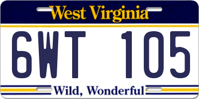WV license plate 6WT105
