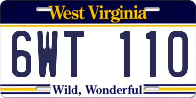 WV license plate 6WT110