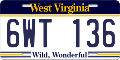 WV license plate 6WT136
