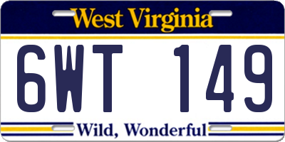 WV license plate 6WT149