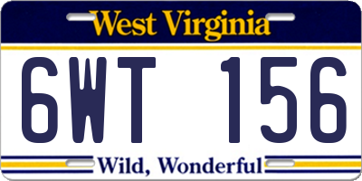 WV license plate 6WT156