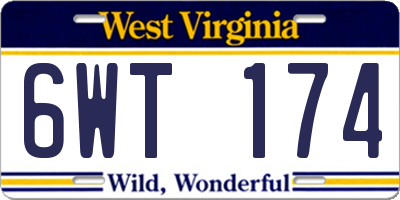 WV license plate 6WT174