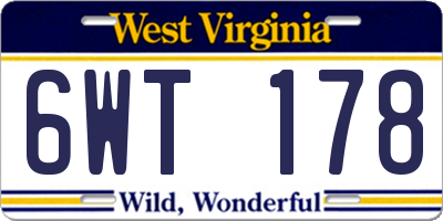 WV license plate 6WT178