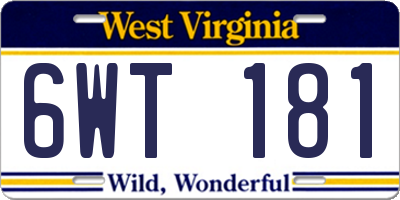 WV license plate 6WT181