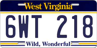 WV license plate 6WT218