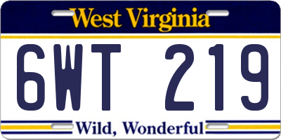 WV license plate 6WT219