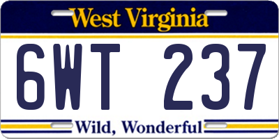 WV license plate 6WT237