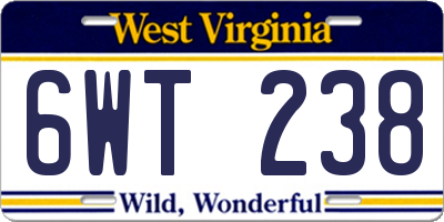 WV license plate 6WT238