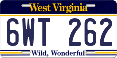 WV license plate 6WT262