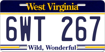 WV license plate 6WT267