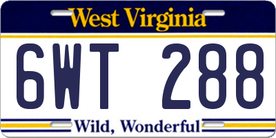 WV license plate 6WT288