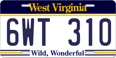 WV license plate 6WT310