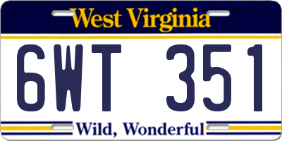 WV license plate 6WT351