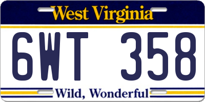 WV license plate 6WT358