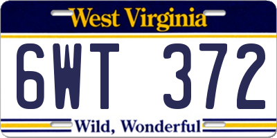 WV license plate 6WT372