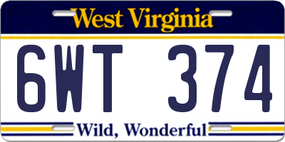WV license plate 6WT374