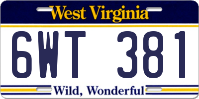 WV license plate 6WT381
