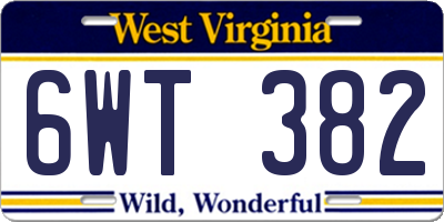 WV license plate 6WT382