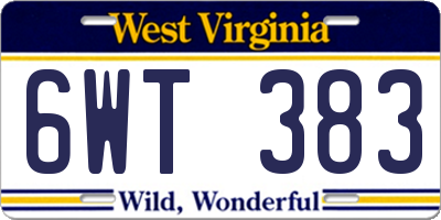 WV license plate 6WT383