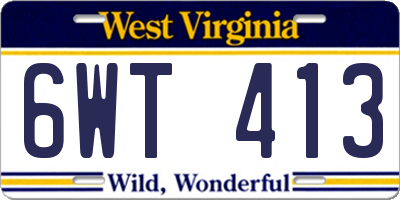 WV license plate 6WT413