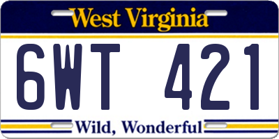 WV license plate 6WT421