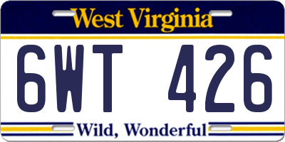 WV license plate 6WT426
