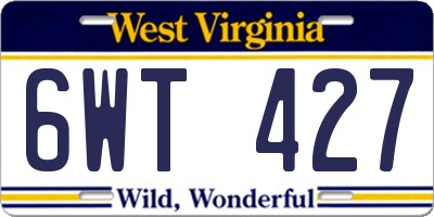 WV license plate 6WT427