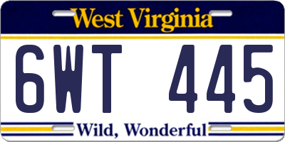 WV license plate 6WT445