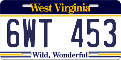 WV license plate 6WT453