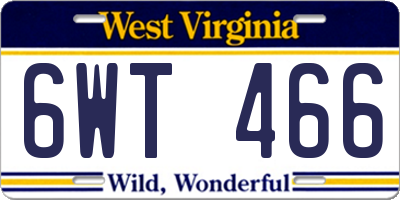 WV license plate 6WT466