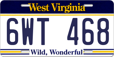 WV license plate 6WT468