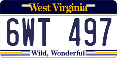 WV license plate 6WT497