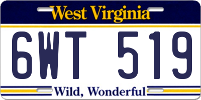 WV license plate 6WT519
