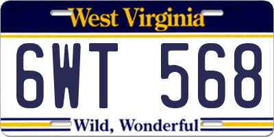 WV license plate 6WT568