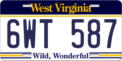 WV license plate 6WT587