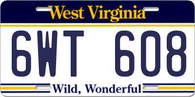 WV license plate 6WT608