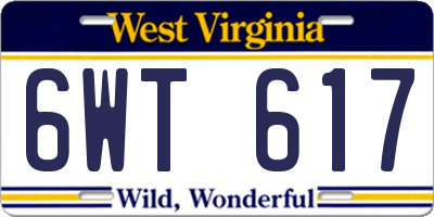 WV license plate 6WT617