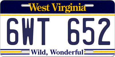 WV license plate 6WT652